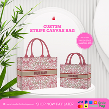 Load image into Gallery viewer, Custom Stripe Canvas Tote Bag