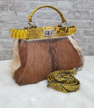 Load image into Gallery viewer, Peekaboo Fur Bag with Python Skin