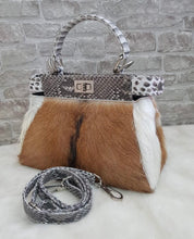 Load image into Gallery viewer, Peekaboo Fur Bag with Python Skin