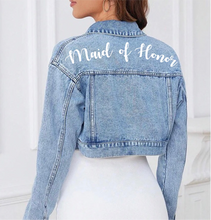 Load image into Gallery viewer, Embroidered Crop Denim Jacket
