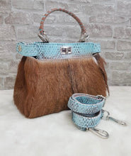 Load image into Gallery viewer, Peekaboo Fur Bag with Python Skin