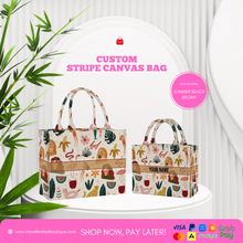 Load image into Gallery viewer, Custom Stripe Canvas Tote Bag