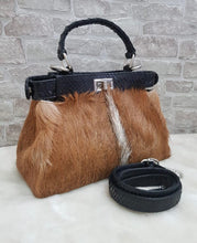 Load image into Gallery viewer, Peekaboo Fur Bag with Python Skin