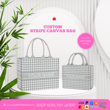 Load image into Gallery viewer, Custom Stripe Canvas Tote Bag