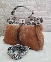 Load image into Gallery viewer, Peekaboo Fur Bag with Python Skin