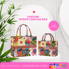 Load image into Gallery viewer, Custom Stripe Canvas Tote Bag