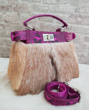 Load image into Gallery viewer, Peekaboo Fur Bag with Python Skin