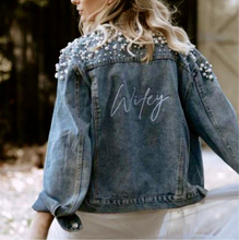 Load image into Gallery viewer, Bride Beaded Denim Jacket | Custom Embroidery