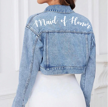 Load image into Gallery viewer, Embroidered Crop Denim Jacket