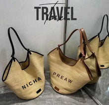 Load image into Gallery viewer, Leather Woven Bucket Bag