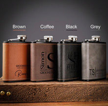 Cargar imagen en el visor de la galería, Personalized Men's Leather Whisky Flask