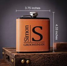 Cargar imagen en el visor de la galería, Personalized Men's Leather Whisky Flask