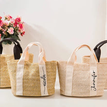 Load image into Gallery viewer, Personalized Boho Straw Bag - Travellers Hat Boutique