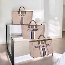 Load image into Gallery viewer, Embroidered Monogram Canvas Bag - Travellers Hat Boutique
