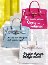 Load image into Gallery viewer, Personalized Beachkin tote bags in pink, blue, and white with inspirational quotes from Travellers Hat Boutique