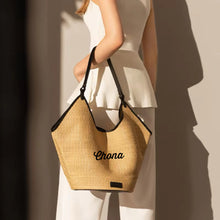 Load image into Gallery viewer, Leather Woven Bucket Bag