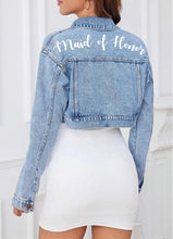 Load image into Gallery viewer, Embroidered Crop Denim Jacket