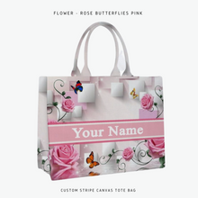 Load image into Gallery viewer, Custom Stripe Canvas Tote Bag