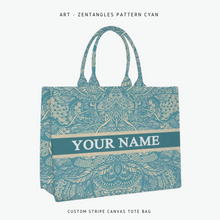 Load image into Gallery viewer, Custom Stripe Canvas Tote Bag