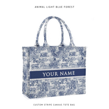 Load image into Gallery viewer, Custom Stripe Canvas Tote Bag