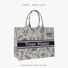 Load image into Gallery viewer, Custom Stripe Canvas Tote Bag