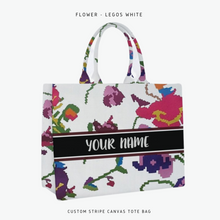 Load image into Gallery viewer, Custom Stripe Canvas Tote Bag