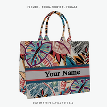 Load image into Gallery viewer, Custom Stripe Canvas Tote Bag