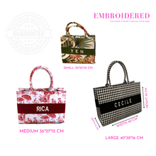 Load image into Gallery viewer, PREMIUM QUALITY - EMBROIDERED Custom Stripe Canvas Tote Bag - Travellers Hat Boutique