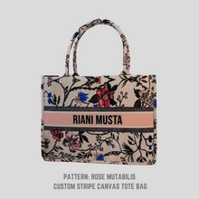 Load image into Gallery viewer, Custom Stripe Canvas Tote Bag