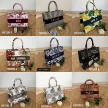 Load image into Gallery viewer, PREMIUM QUALITY - EMBROIDERED Custom Stripe Canvas Tote Bag - Travellers Hat Boutique