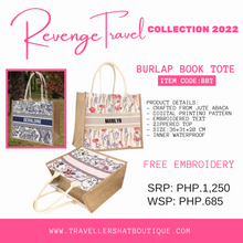 Afbeelding in Gallery-weergave laden, Burlap Book Tote - Travellers Hat Boutique