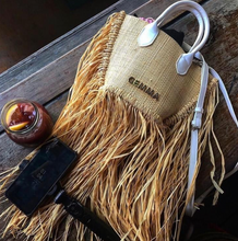 Load image into Gallery viewer, Raffia Fringe Tote Bag - Travellers Hat Boutique