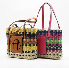 Load image into Gallery viewer, Personalized Colorful Straw Bag - Travellers Hat Boutique