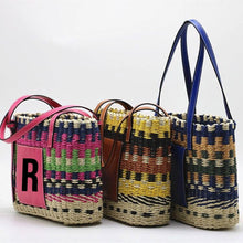 Load image into Gallery viewer, Personalized Colorful Straw Bag - Travellers Hat Boutique
