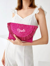 Load image into Gallery viewer, Fringe Flap Straw Clutch - Travellers Hat Boutique