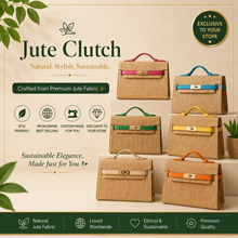 Load image into Gallery viewer, Jute Clutch with Leather  - 60pcs
