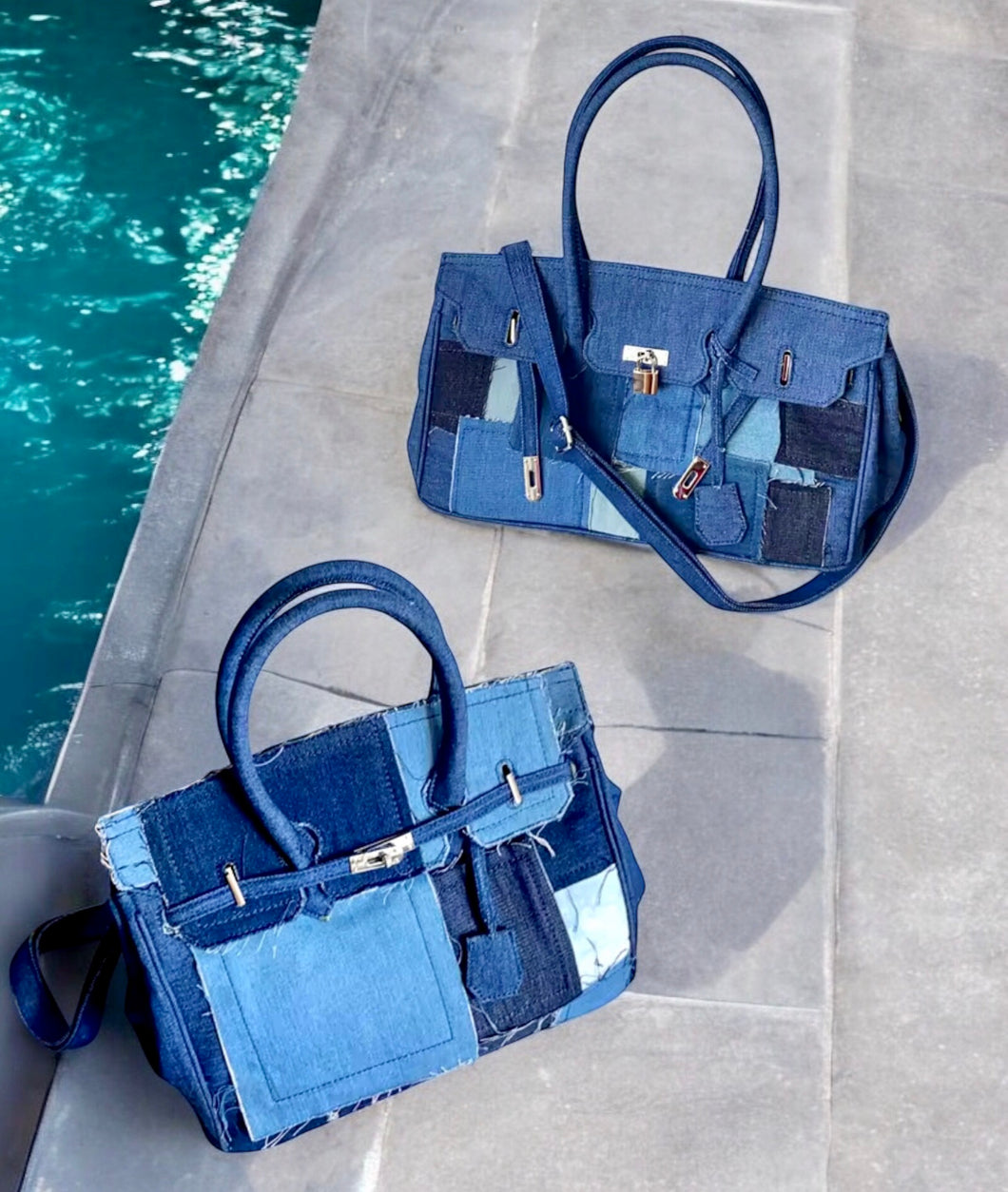 Birkin Denim Blue Patch Bag