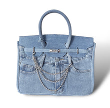 Cargar imagen en el visor de la galería, Canvas Denim Birkin - Travellers Hat Boutique
