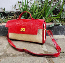 Load image into Gallery viewer, Handmade Pandan Clutch with Croco Leather
