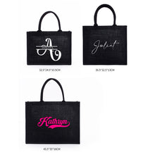 Load image into Gallery viewer, Personalized Black Jute Bag
