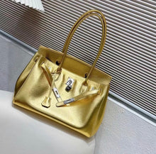 Charger l&#39;image dans la galerie, 35cm Gold Genuine Leather Wirkin Handbag
