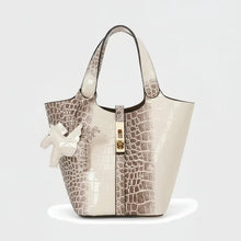 Load image into Gallery viewer, Croc Luxe handbag with crocodile embossed pattern on a white background
