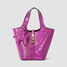 Carregar imagem no visualizador da galeria, Purple crocodile-embossed handbag

