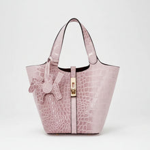 Carregar imagem no visualizador da galeria, Pink crocodile-embossed handbag 
