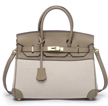 Load image into Gallery viewer, Two Tone Genuine Leather Canvas Birkin
