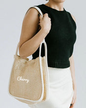Load image into Gallery viewer, Crochet Tote Bag with Inner Pouch
