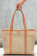 Load image into Gallery viewer, Solihiya Cane Leather Tote - Travellers Hat Boutique
