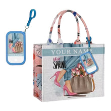 Load image into Gallery viewer, Custom Stripe Canvas Bag with Hand Sanitizer
