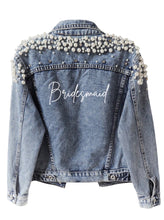 Load image into Gallery viewer, Bride Beaded Denim Jacket | Custom Embroidery
