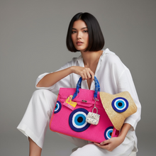 Carica l&#39;immagine nel visualizzatore di Gallery, 45cm Terry Beach Bag with Evil Eye Design
